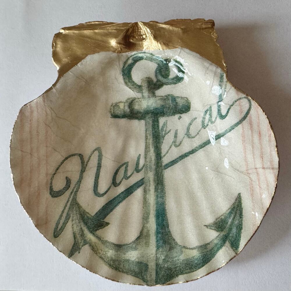 Nautical Anchor Seashell Trinket Jewelry Dish - Picture 3 of 5